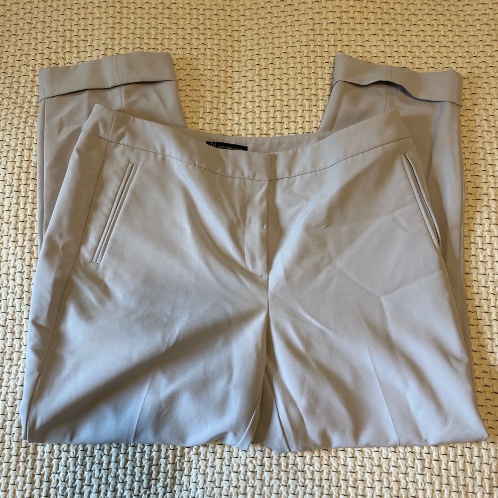 Adrianna Papell Light Grey Pleated Pants S 14